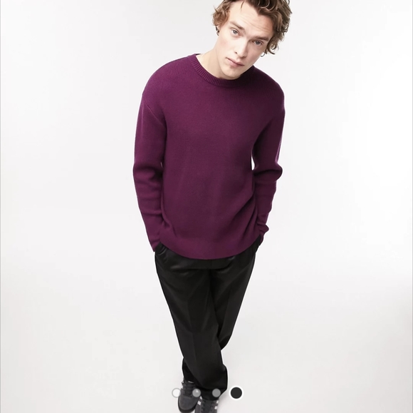 Topman Knit Ribbed Crewneck Sweater in Burgundy Mens - Picture 4 of 7